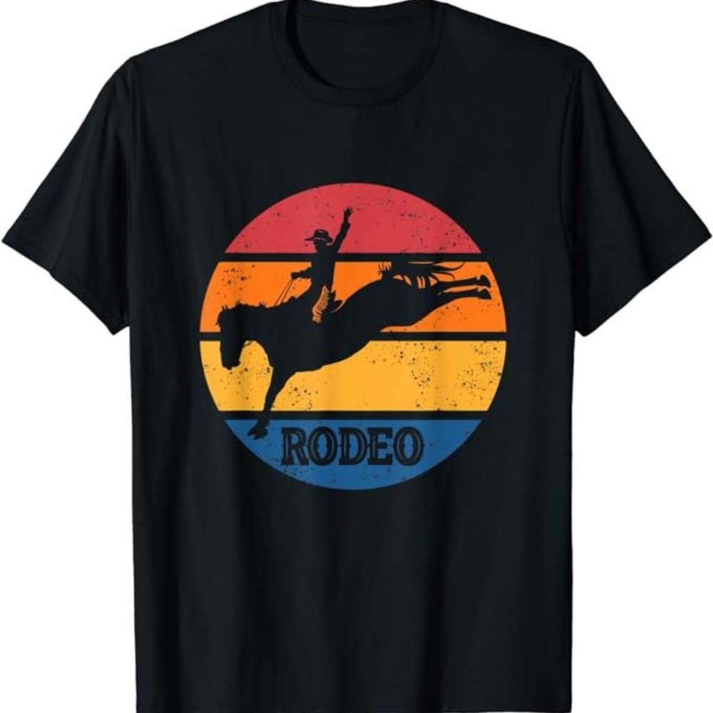 Rodeo Bull Horse Riding Equestrian Western Cowgirl Cowboy T-Shirt
